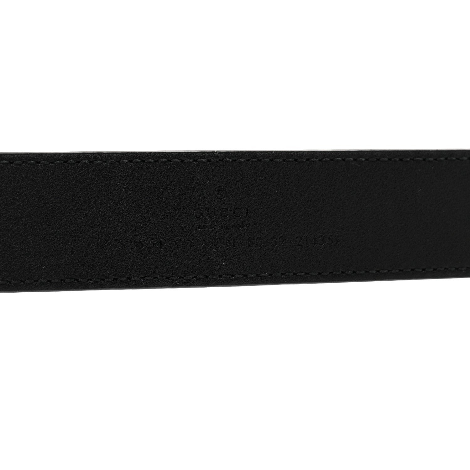 Gucci Calfskin Baguette Crystal Double G 30mm Belt 80 32 Black