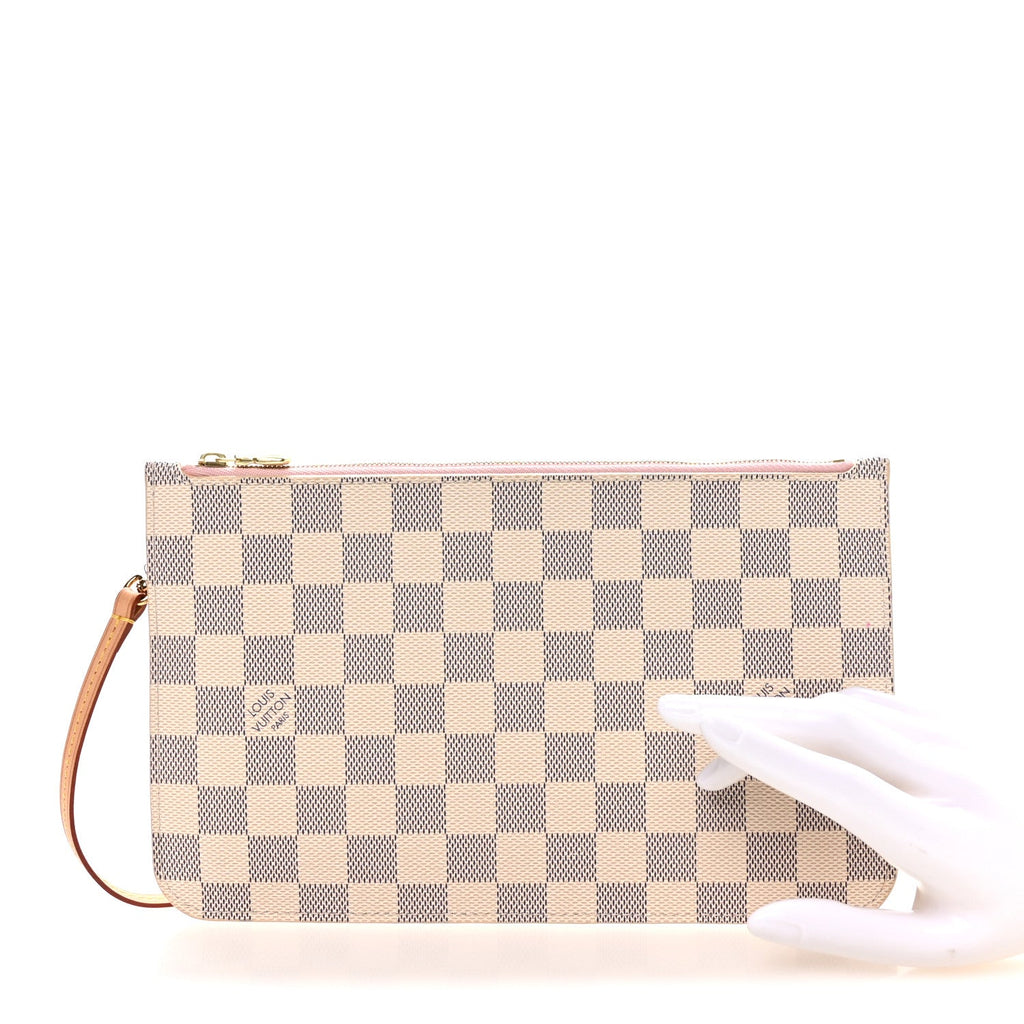 Louis Vuitton Damier Azur Neverfull MM GM Pochette Rose Ballerine