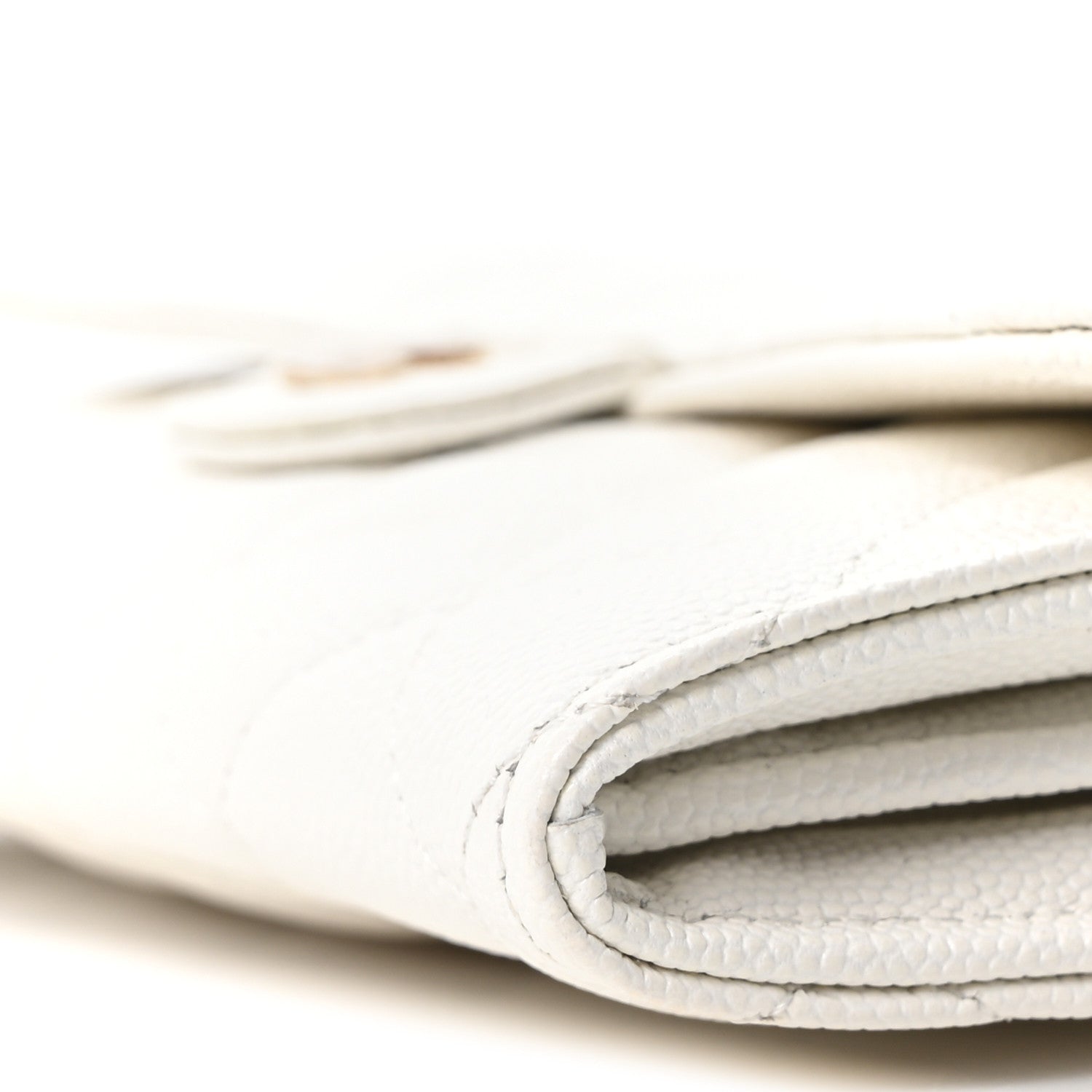 Caviar Quilted Large Gusset Flap Wallet White