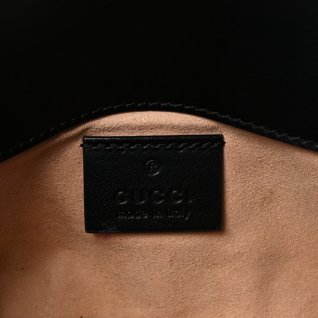 Gucci Calfskin Matelasse Super Mini GG Marmont Shoulder Bag Black