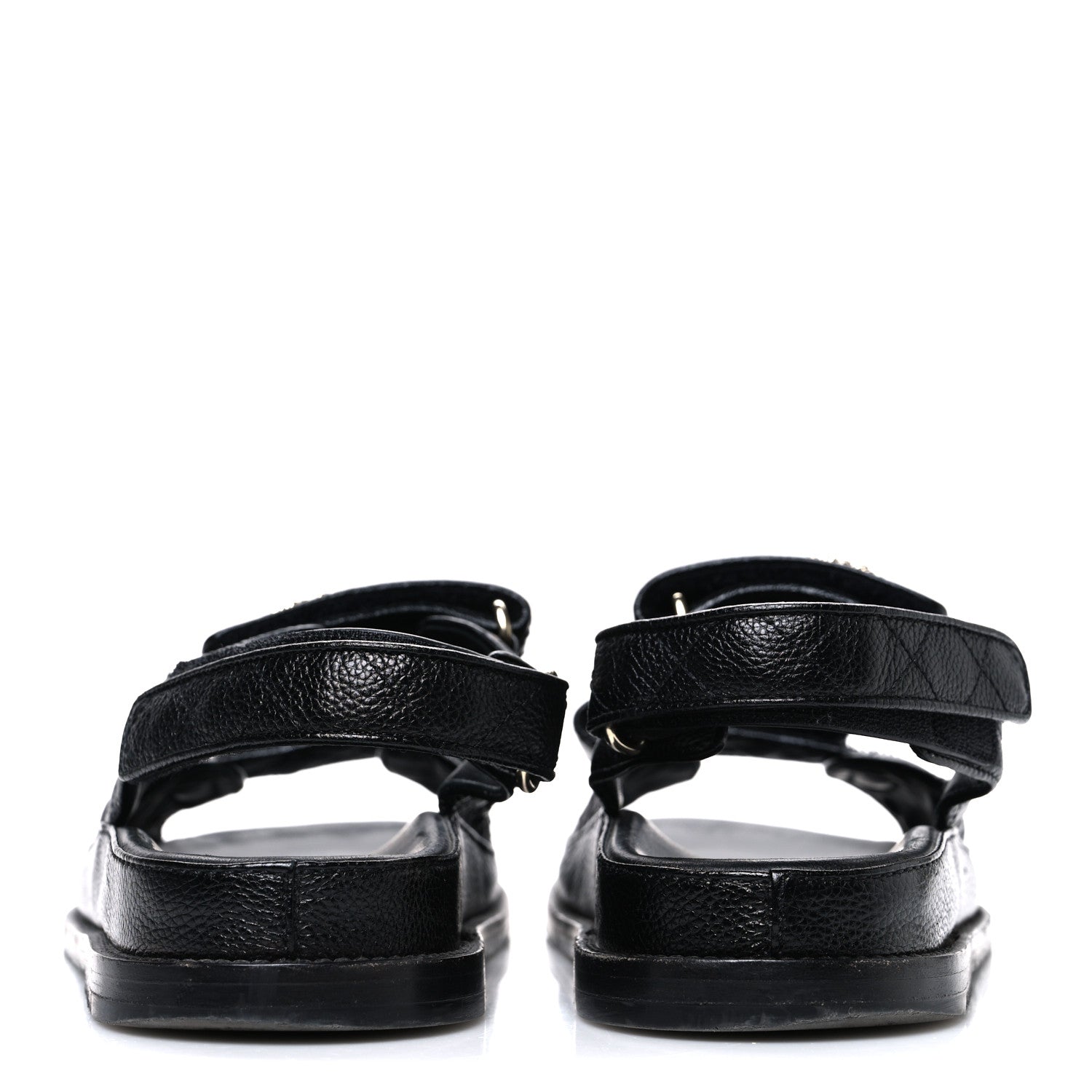 Grained Calfskin Velcro Dad Sandals 39 Black