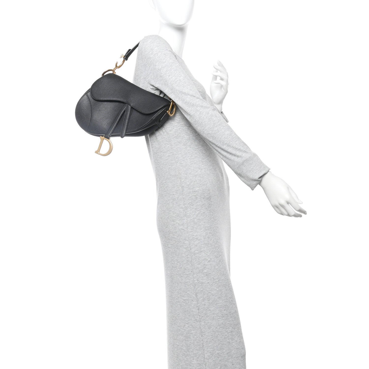 Christian Dior Grained Calfskin Saddle Bag Black