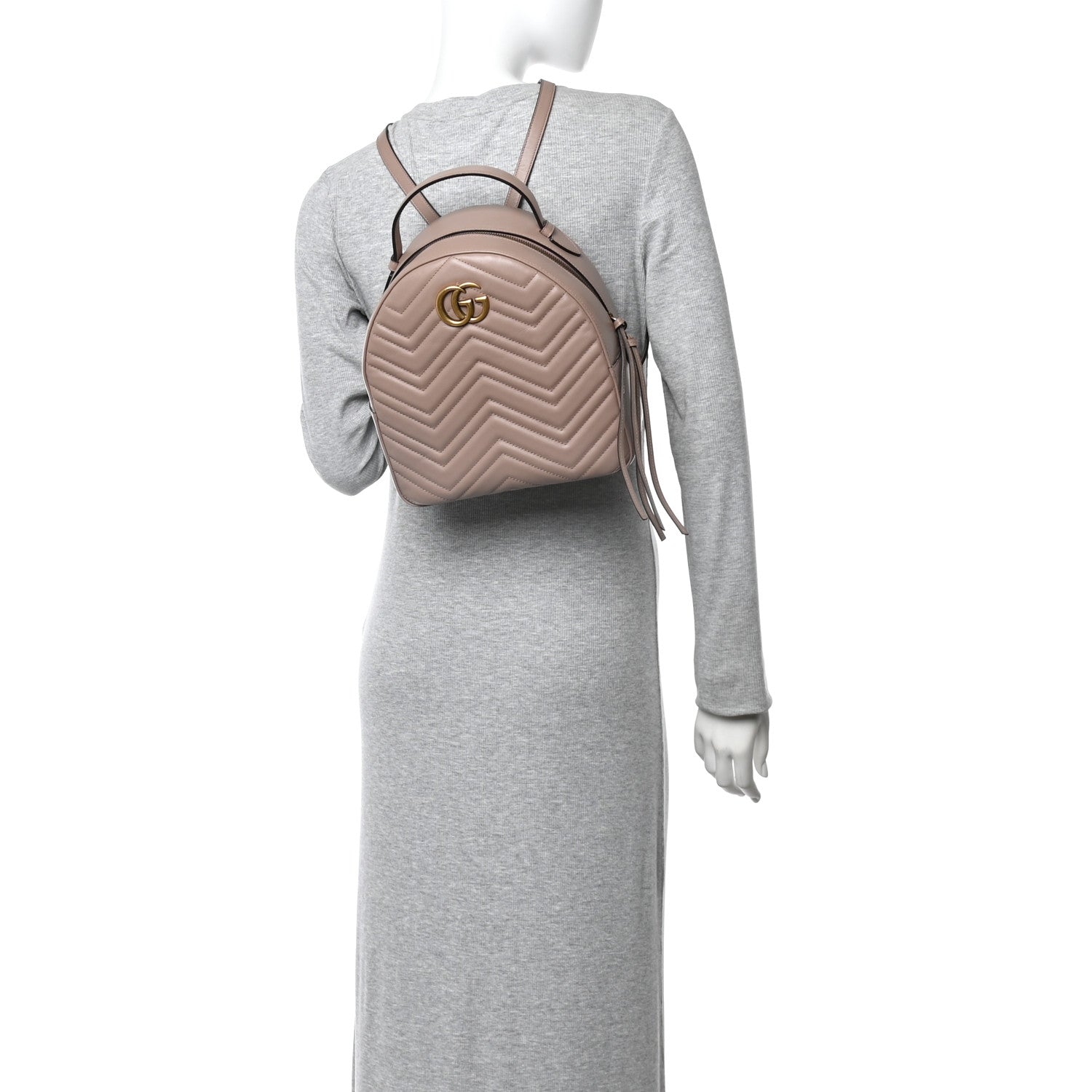 Gucci Calfskin Matelasse GG Marmont Backpack Porcelain Rose