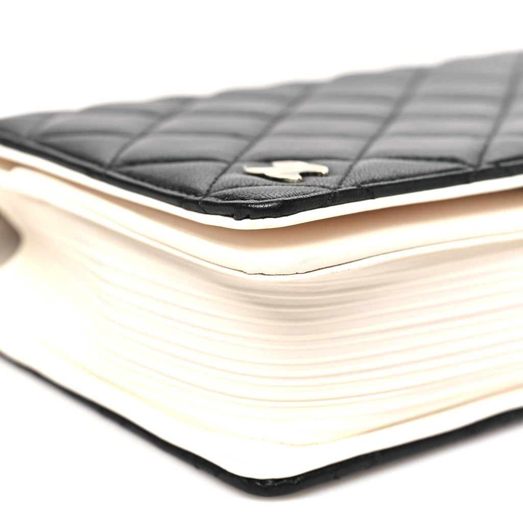 Chanel Lambskin Quilted Book Wallet On Chain WOC Black