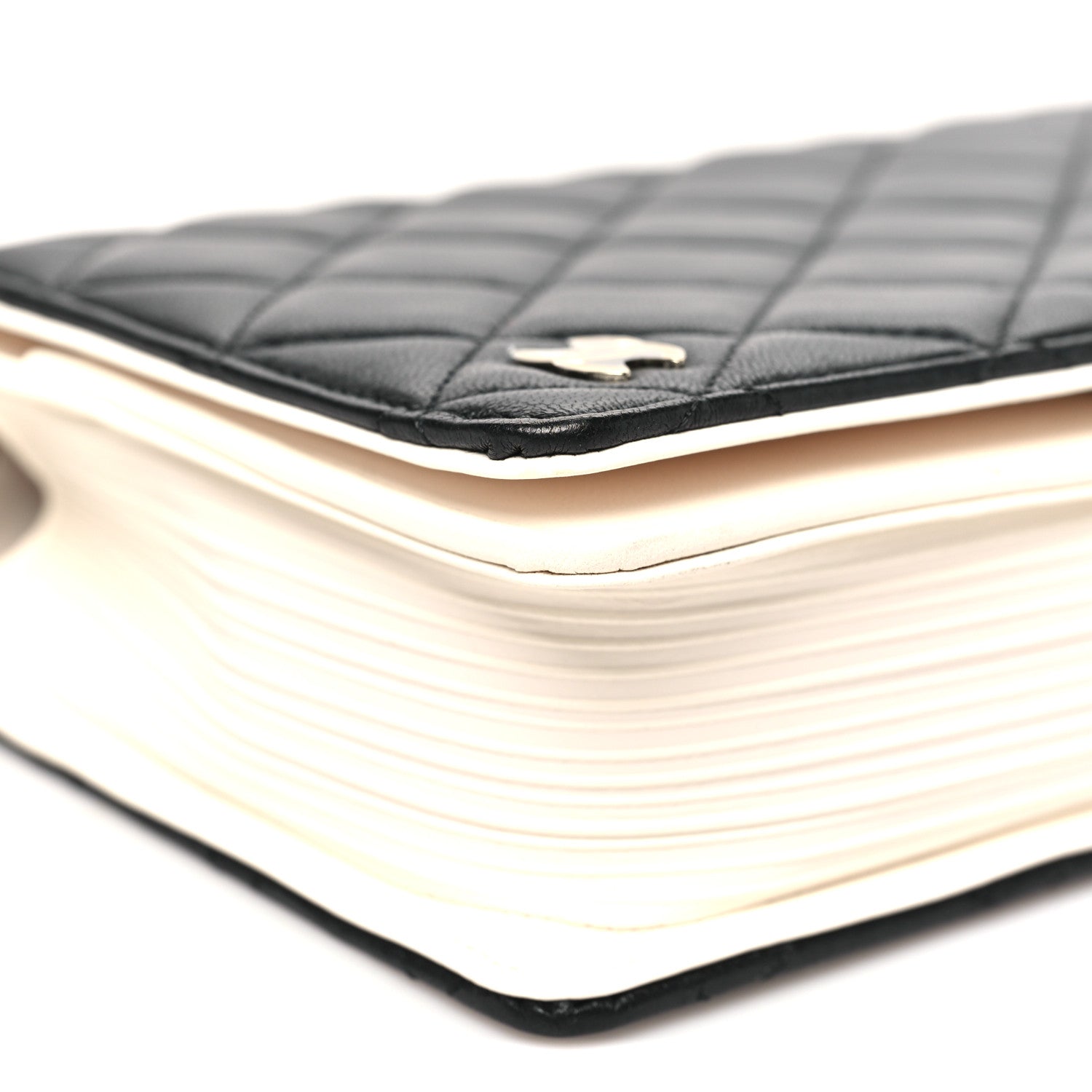 Chanel Lambskin Quilted Book Wallet On Chain WOC Black