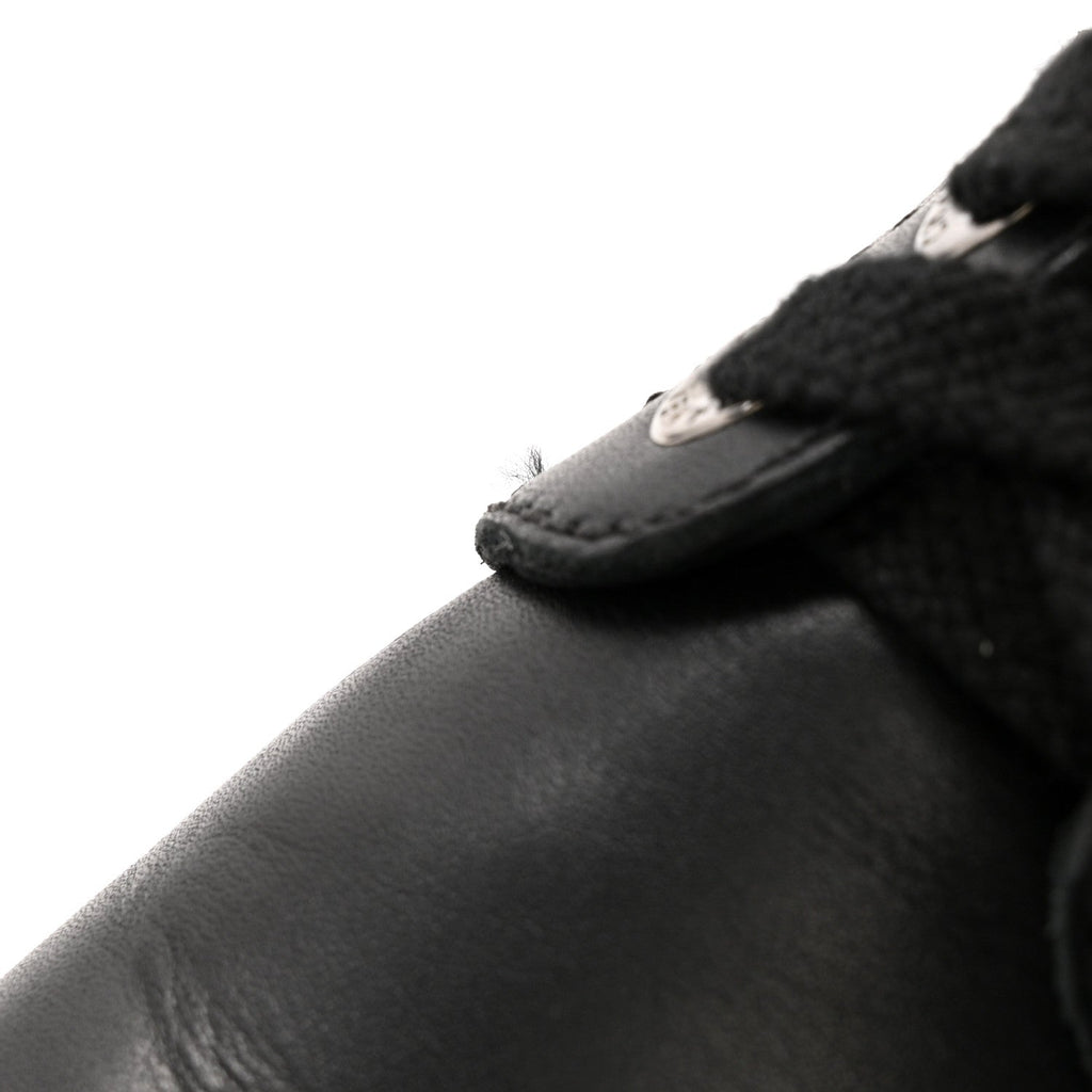 Calfskin Quilted Lace Up Combat Boots 36.5 Black