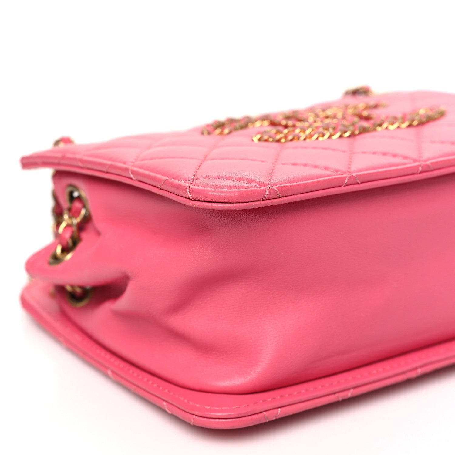 Chanel Calfskin Quilted Small CC Chain Accordion Tote Pink