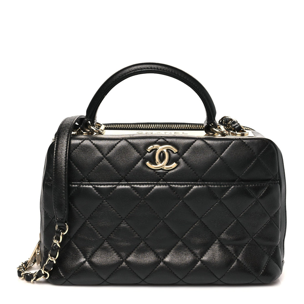 Chanel Lambskin Quilted Medium Trendy CC Bowling Bag Black
