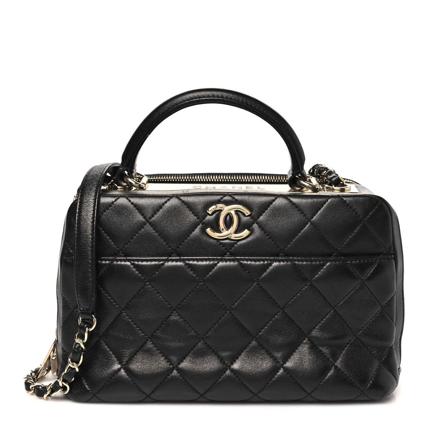 Chanel Lambskin Quilted Medium Trendy CC Bowling Bag Black