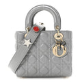 Christian Dior Lambskin Cannage Small My Lucky Badges My Lady Dior Grey