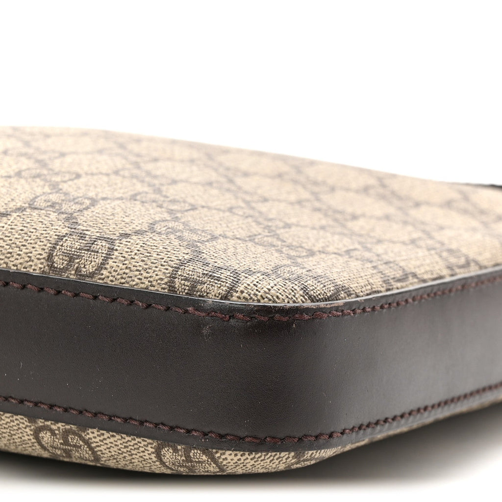 Gucci GG Supreme Monogram Medium Flat Messenger Bag Beige Brown