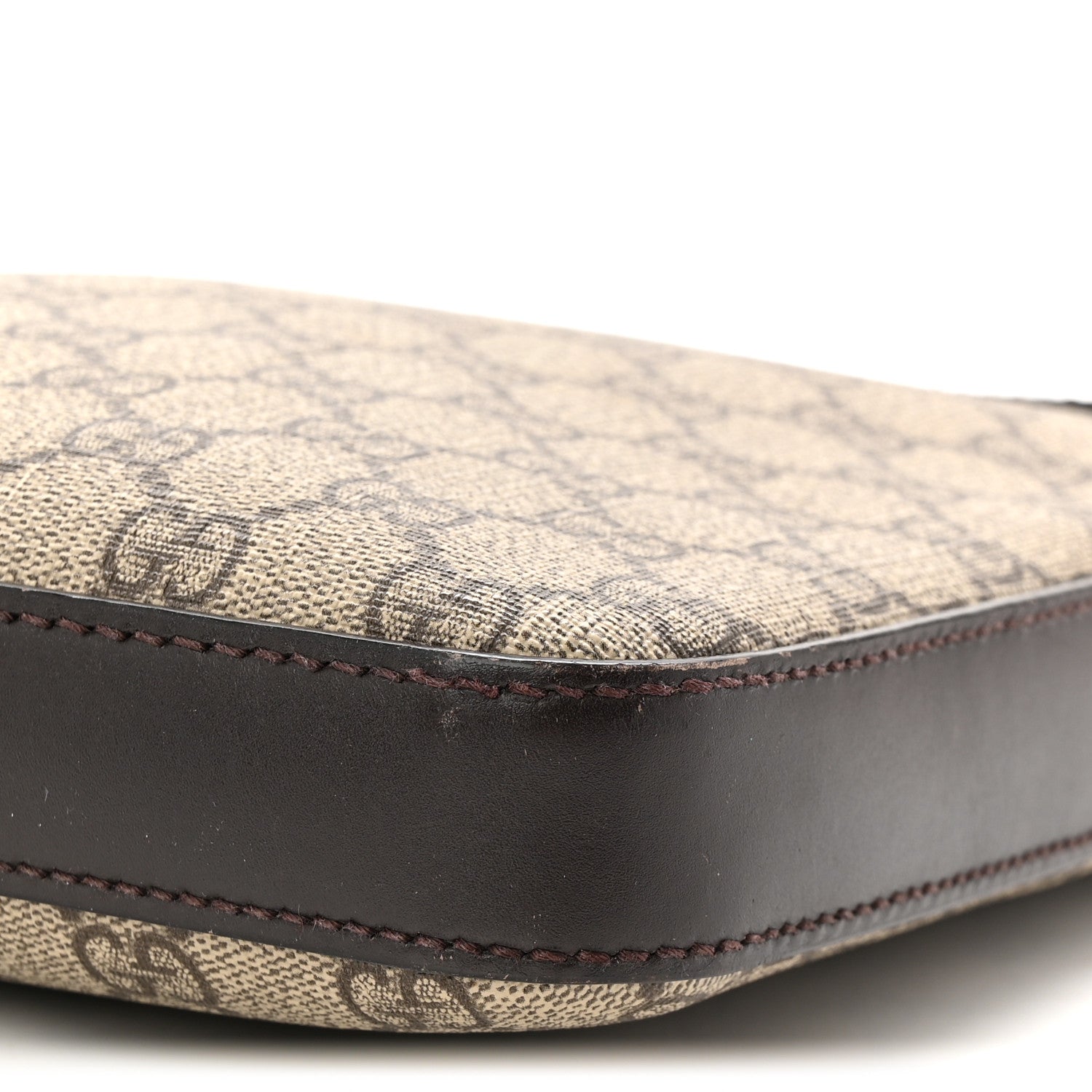 Gucci GG Supreme Monogram Medium Flat Messenger Bag Beige Brown
