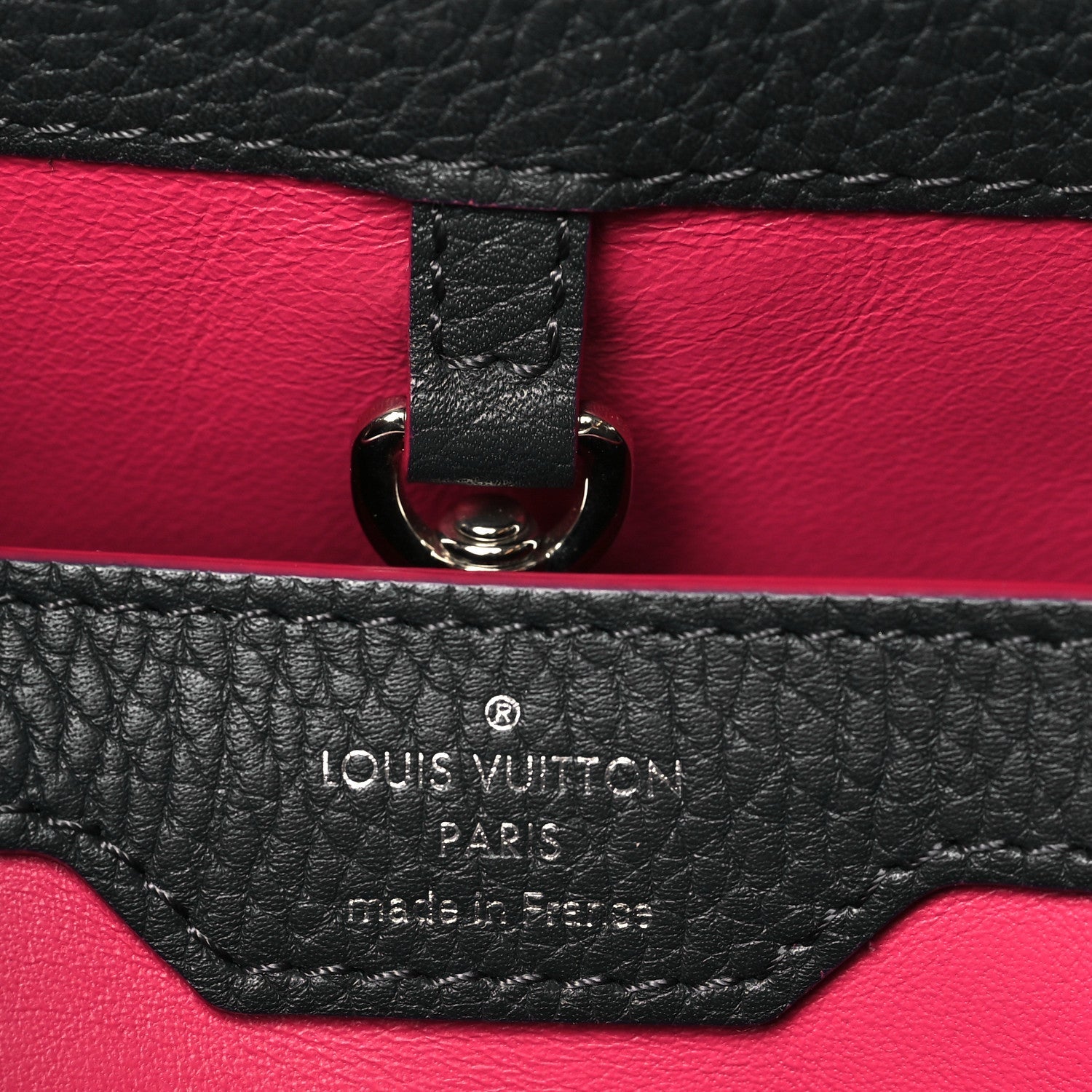 Louis Vuitton Taurillon Capucines PM Black Fuchsia