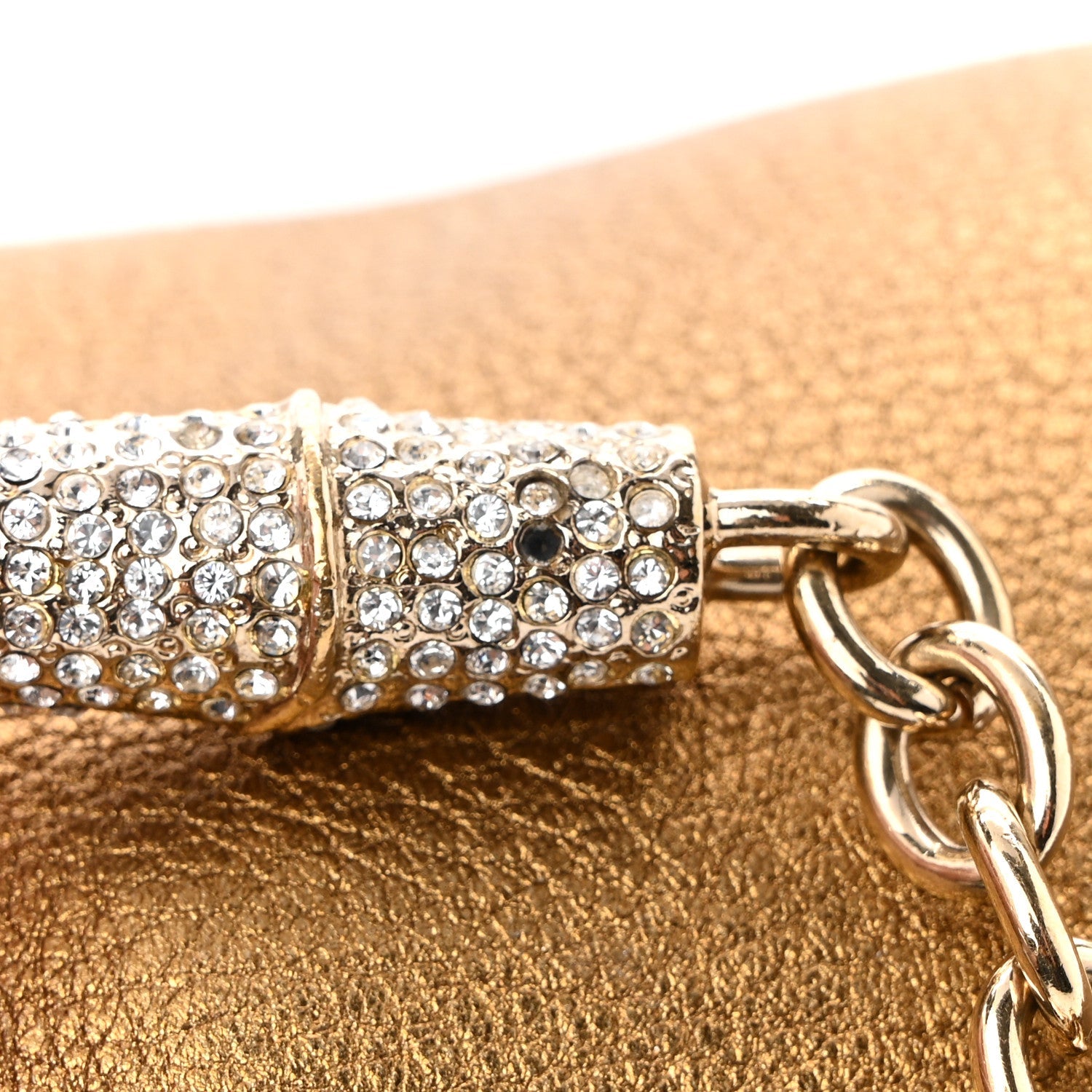 Gucci Metallic Grained Calfskin Crystal Frame Evening Bag Bronze