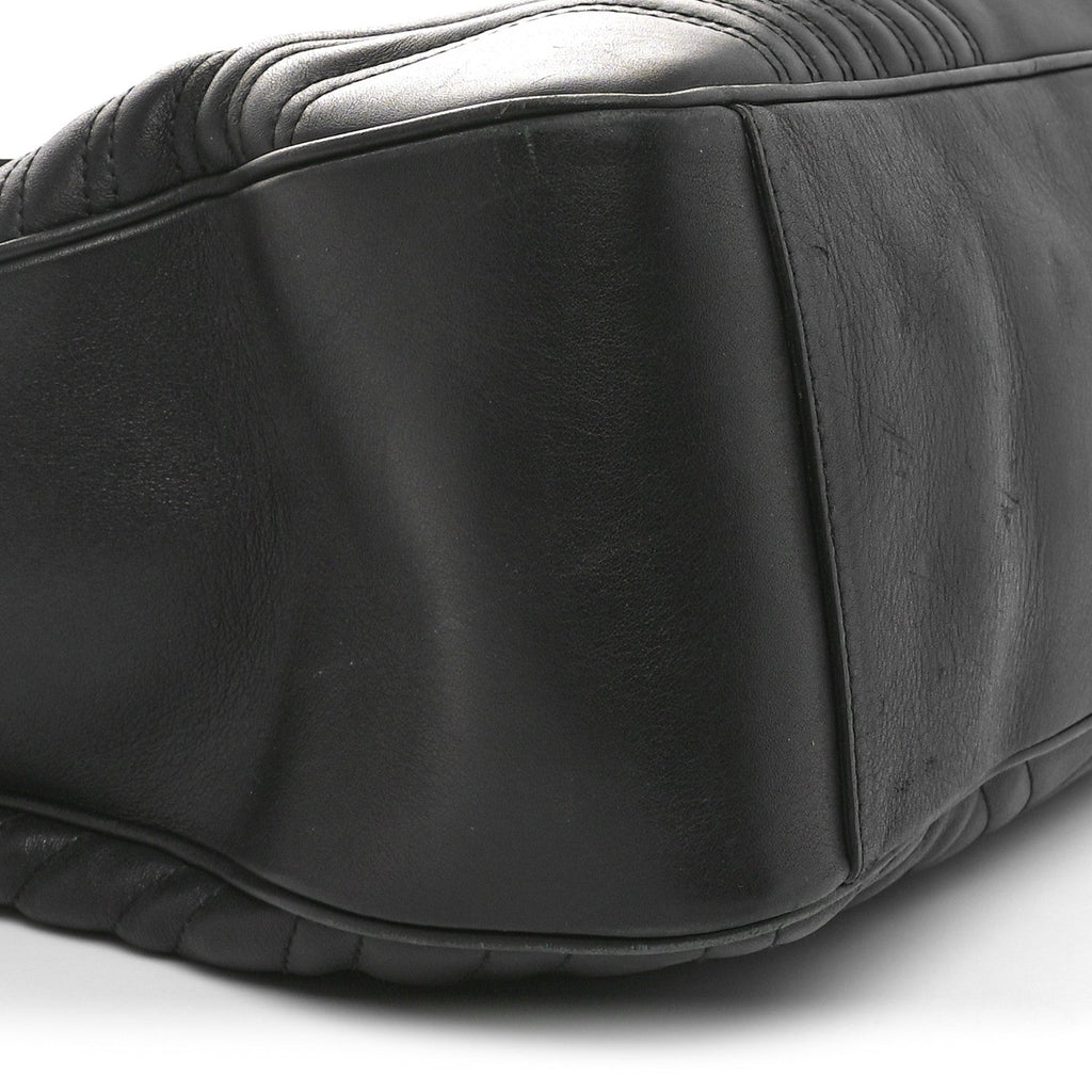 Gucci Calfskin Matelasse Maxi GG Marmont Top Handle Shoulder Bag Black
