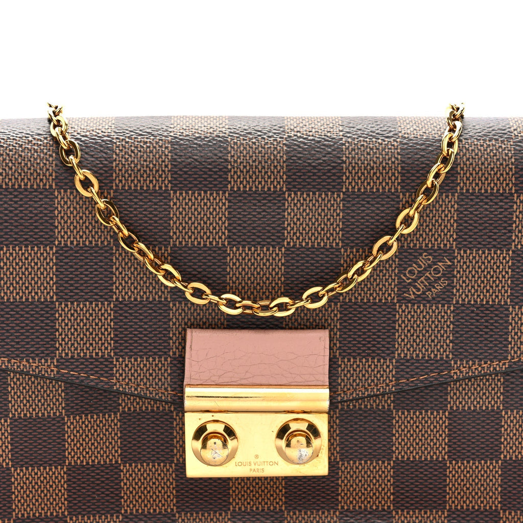 Louis Vuitton Damier Ebene Croisette Chain Wallet Magnolia