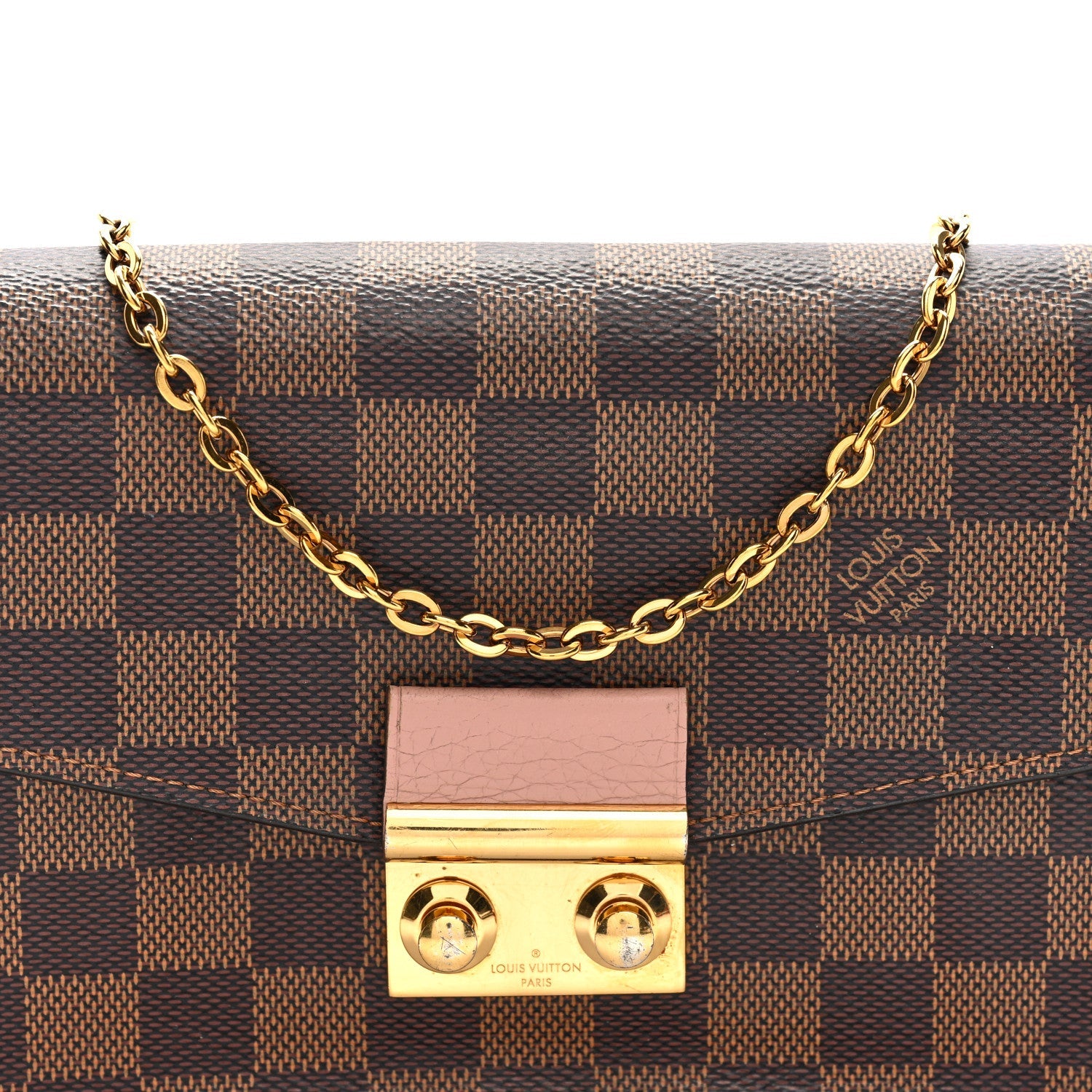 Louis Vuitton Damier Ebene Croisette Chain Wallet Magnolia