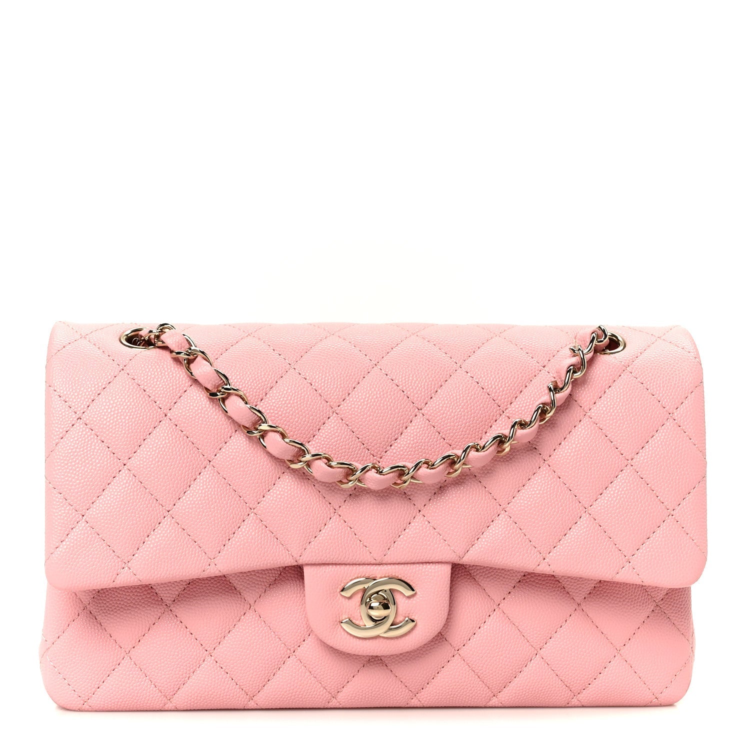 Chanel Caviar Quilted Medium Double Flap Light Pink