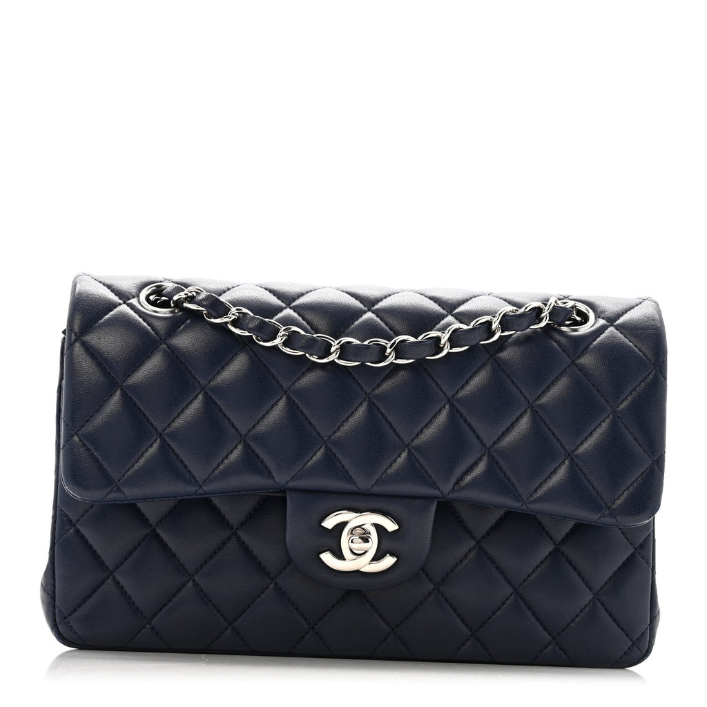Chanel Lambskin Quilted Small Double Flap Blue
