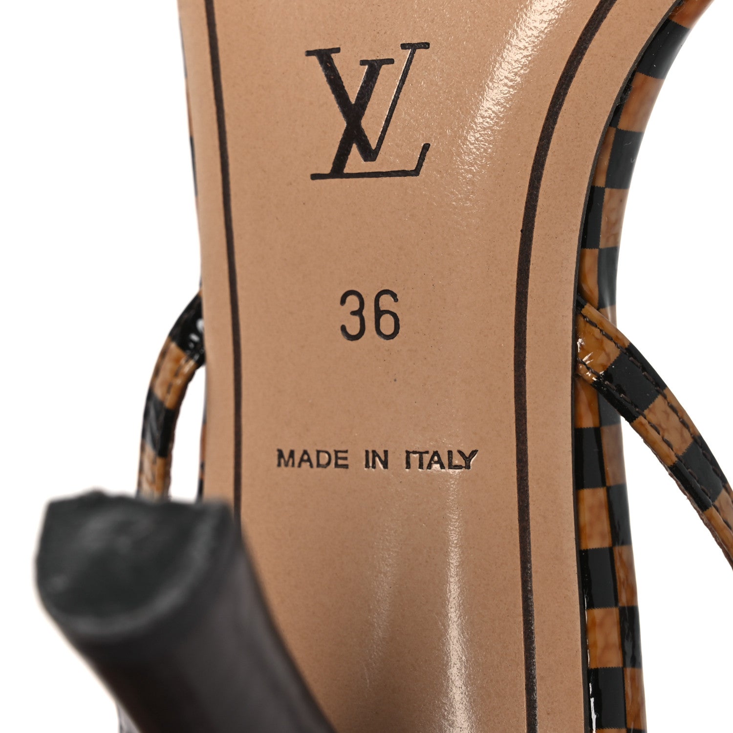 Louis Vuitton Patent Suede Damier Bow Ankle Wrap Sandals 36