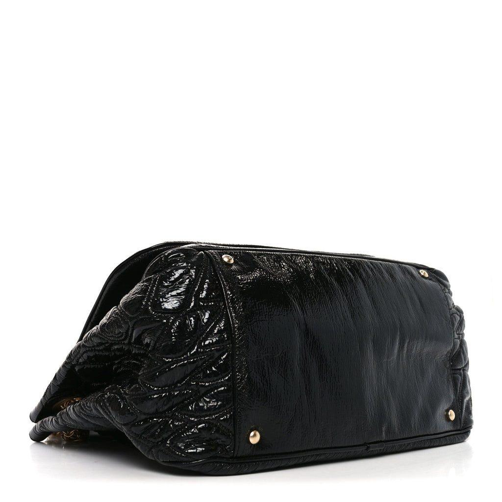 Chanel Vinyl Rodeo Accordion Flap Bag Black