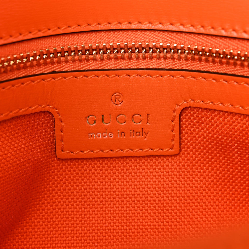 Gucci GG Monogram Textured Dollar Calfskin Small Luce Shoulder Bag Orange
