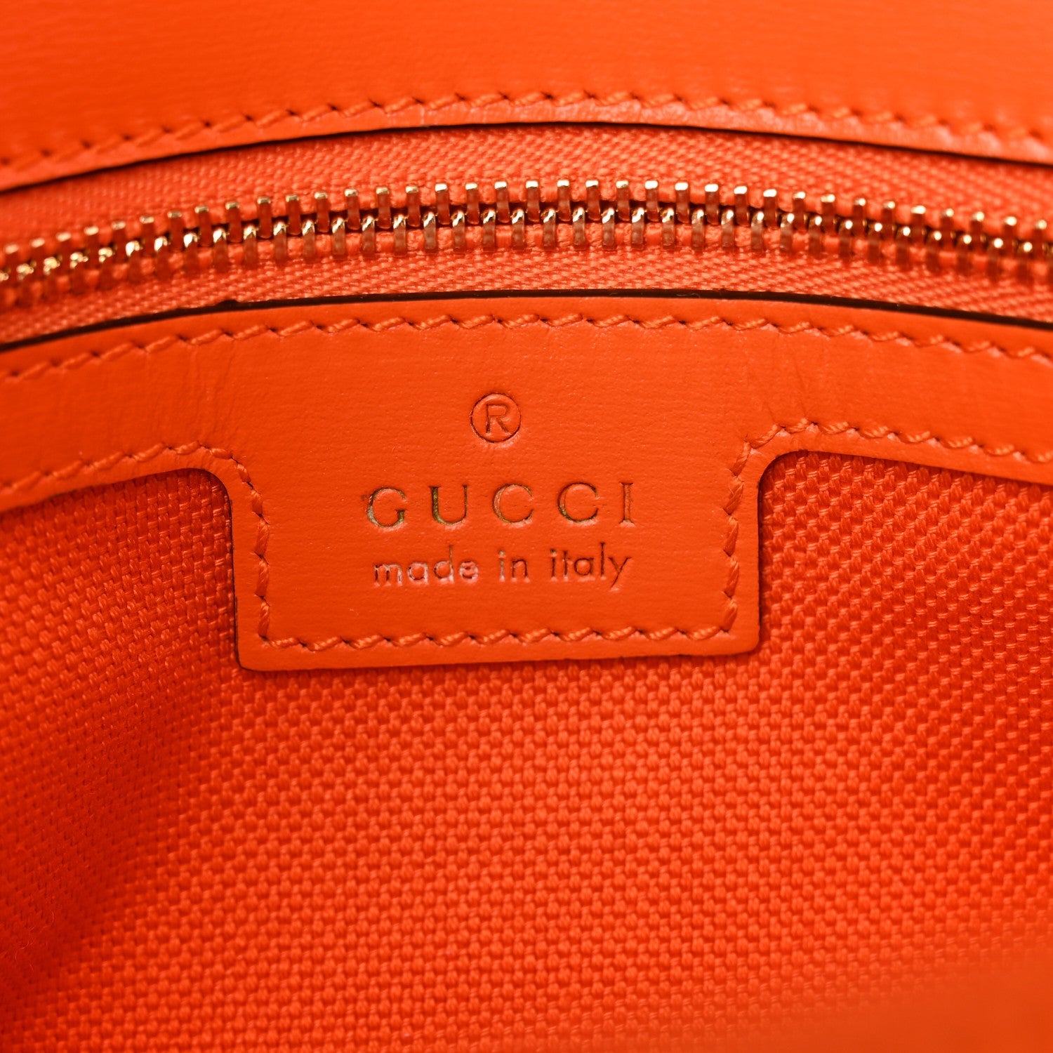 Gucci GG Monogram Textured Dollar Calfskin Small Luce Shoulder Bag Orange