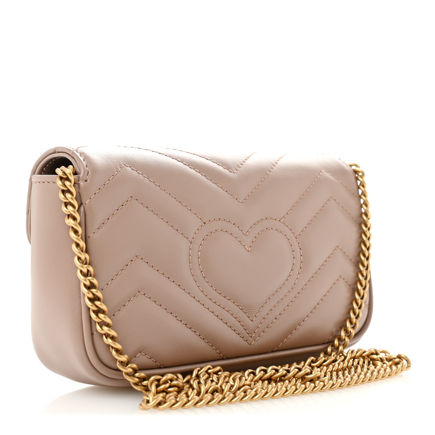 Gucci Calfskin Matelasse Super Mini GG Marmont Shoulder Bag Porcelain Rose