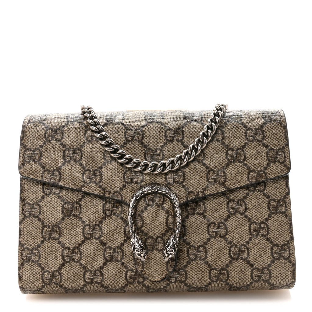 Gucci GG Supreme Monogram Mini Dionysus Chain Wallet Beige Taupe