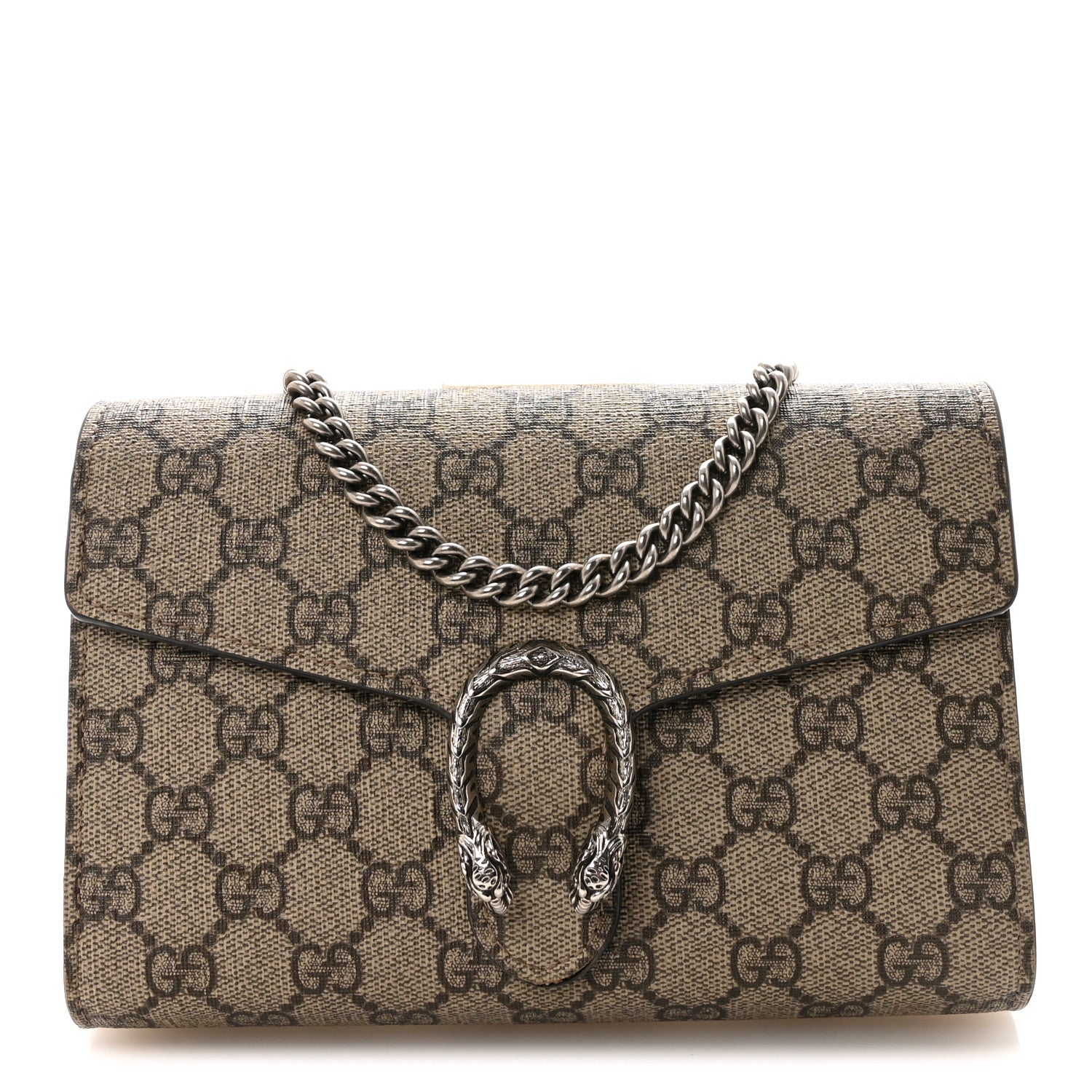 Gucci GG Supreme Monogram Mini Dionysus Chain Wallet Beige Taupe