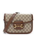Gucci GG Supreme Monogram Horsebit 1955 Shoulder Bag Beige Brown Sugar