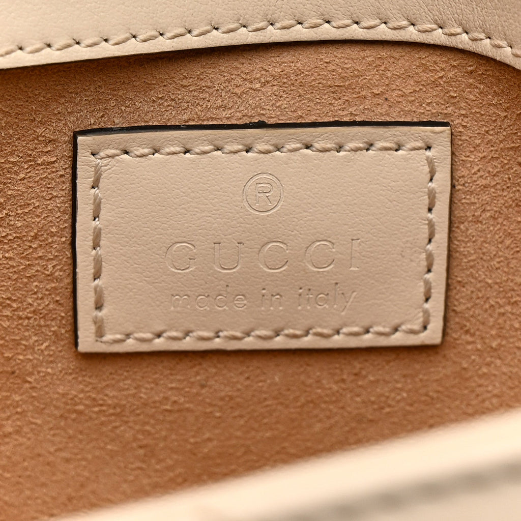 Gucci Calfskin Matelasse Super Mini GG Marmont Shoulder Bag White