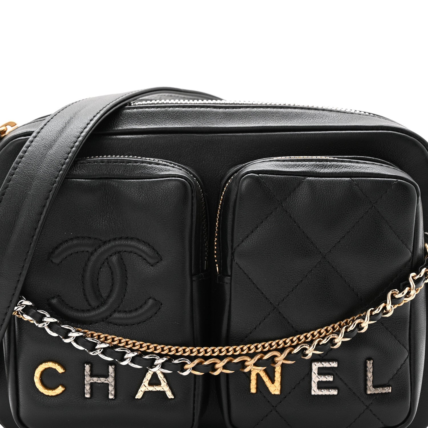 Chanel Calfskin Quilted Small Camera Case Black