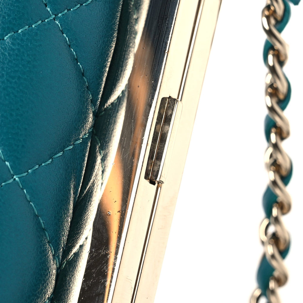 Chanel Lambskin Quilted Pearl CC Vanity Case Turquoise