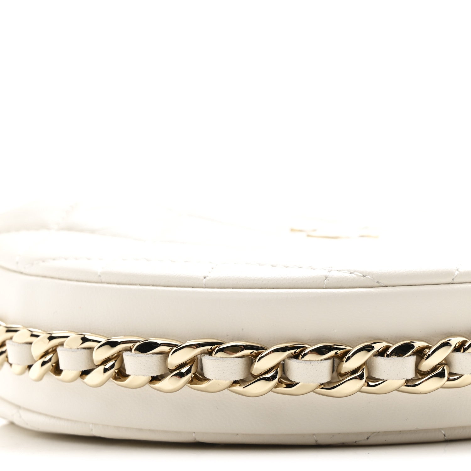 Chanel Lambskin Quilted Chain Around Pouch Hobo White