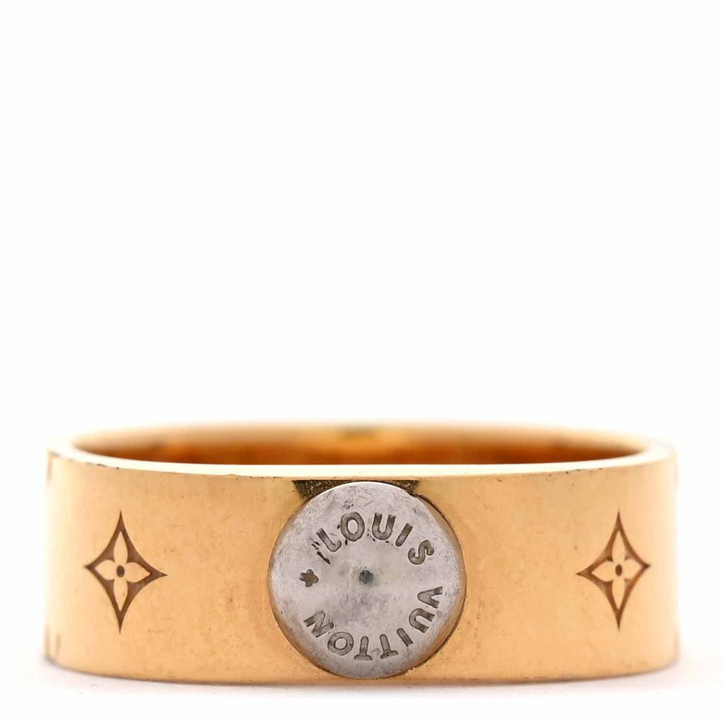 Louis Vuitton Brass Monogram Engraved Nanogram Ring S Gold