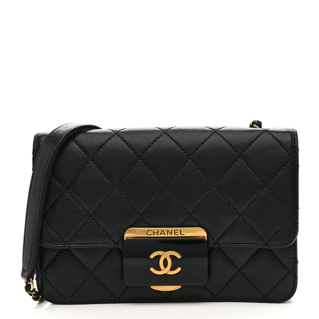 Chanel Sheepskin Quilted Mini Beauty Lock Flap Black