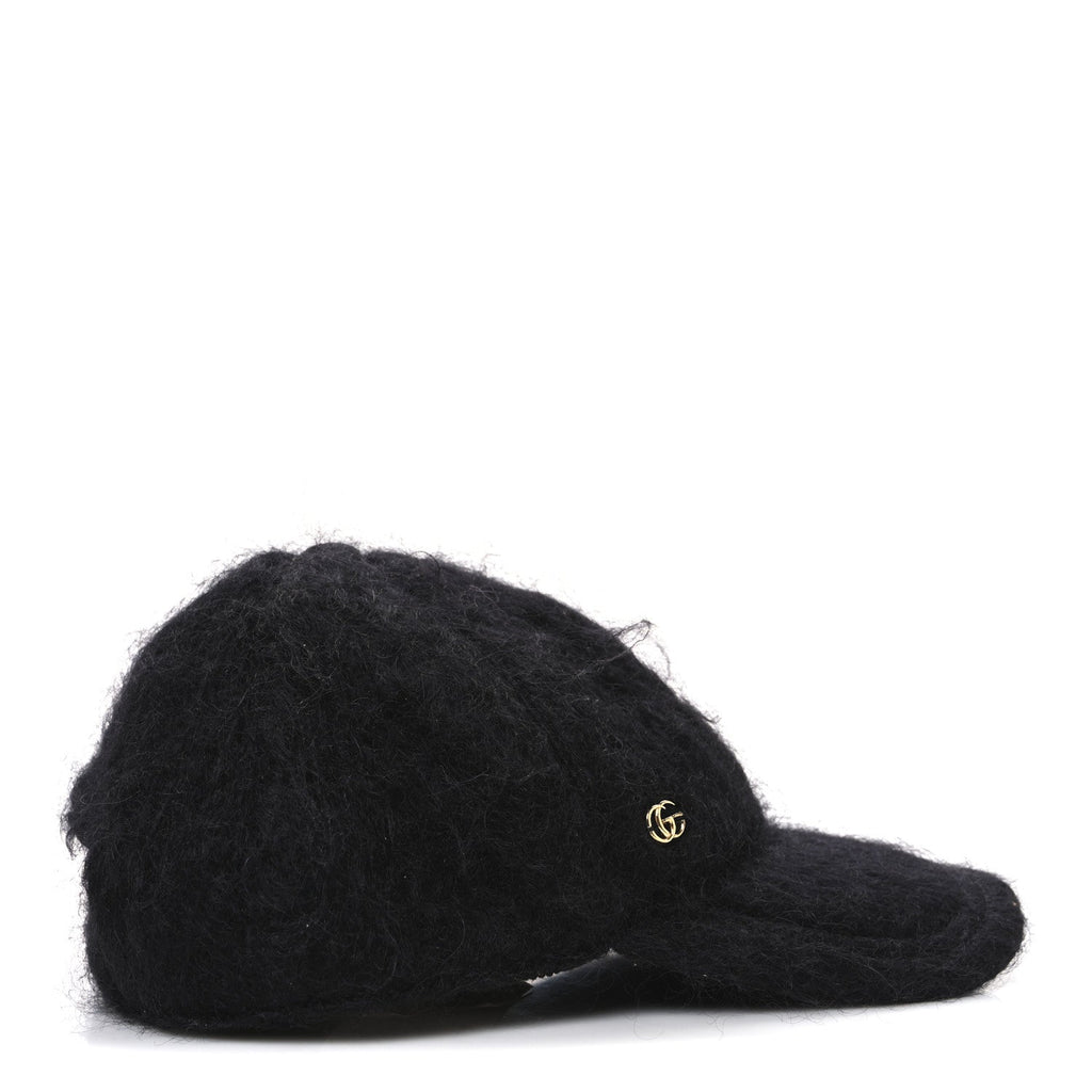 Gucci Mohair GG Lauren Baseball Hat L Black
