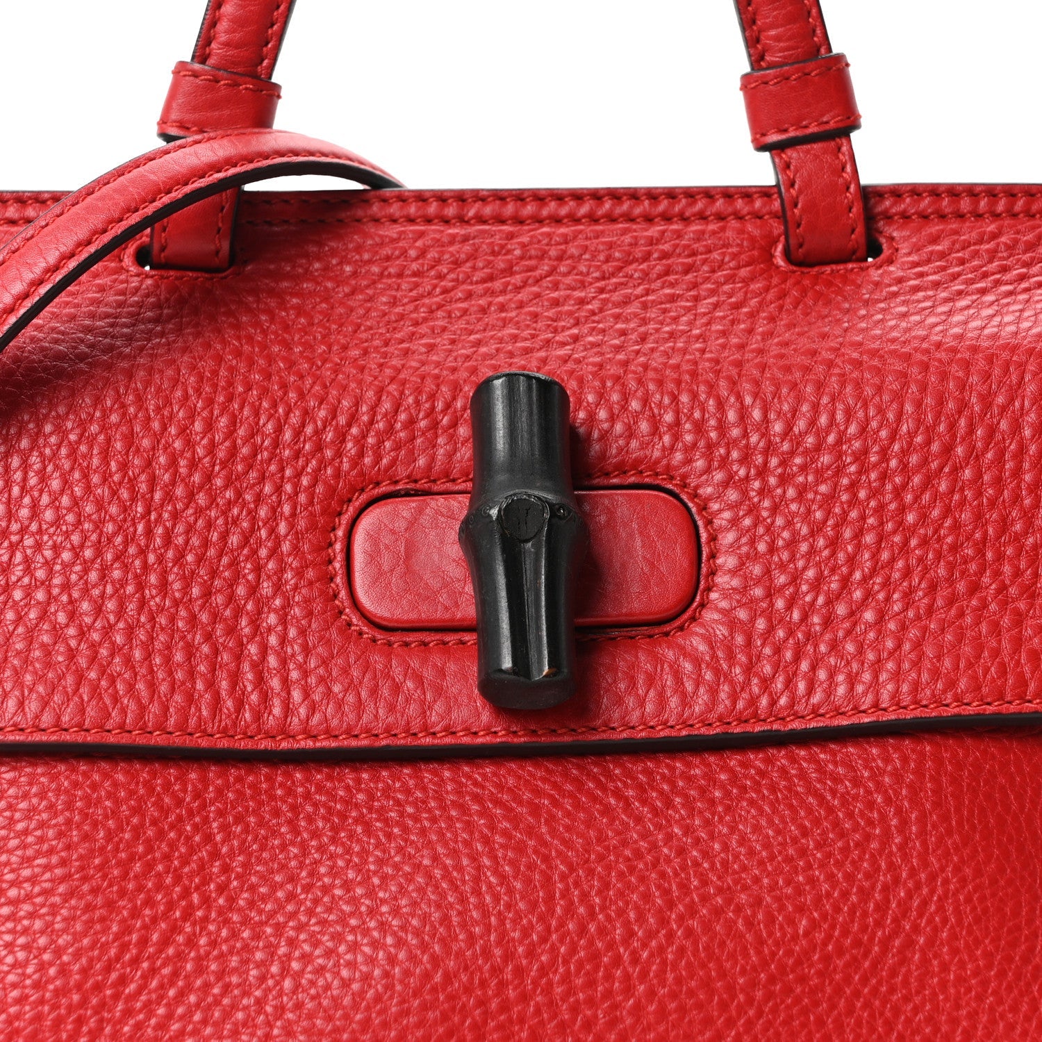 Gucci Cellarius Calfskin Small Bamboo Daily Top Handle Bag Hibiscus Red