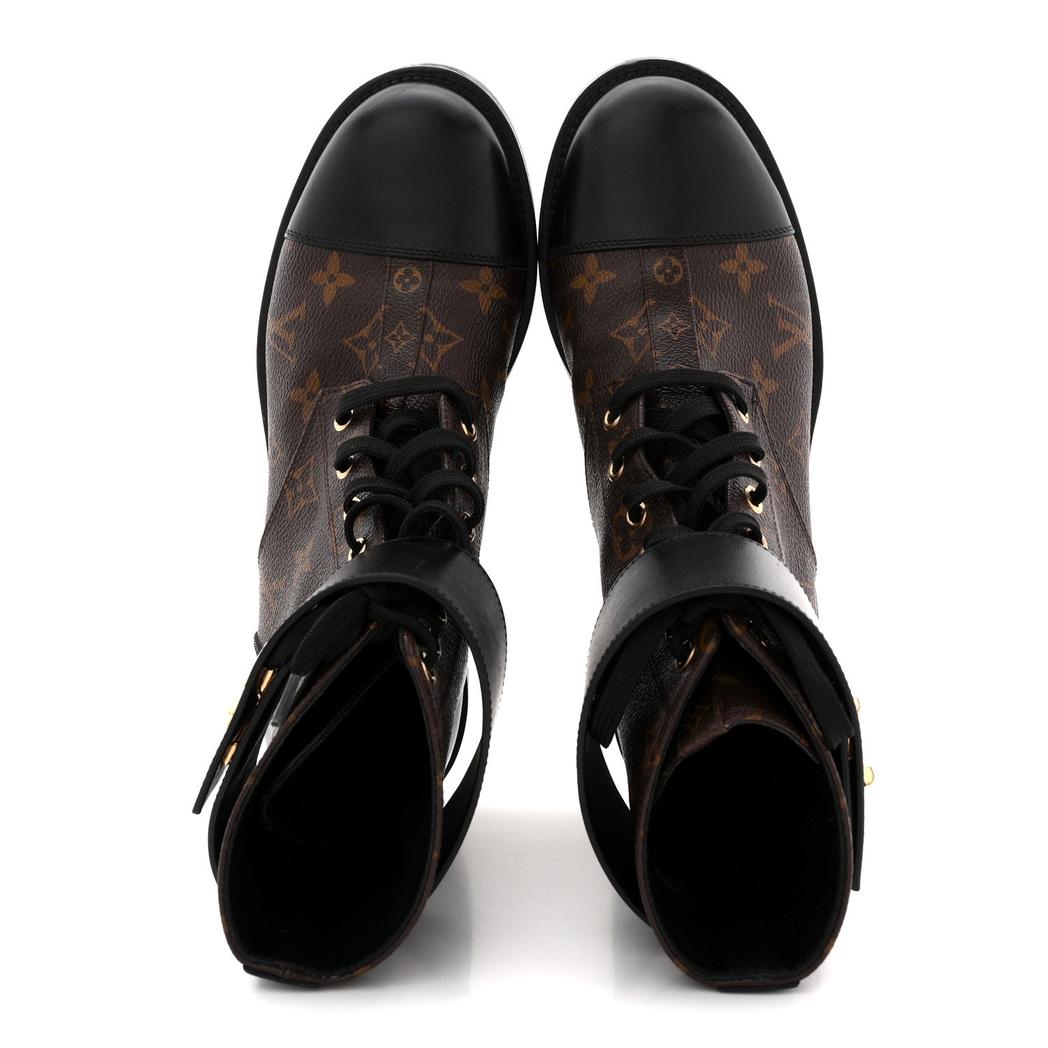 Louis Vuitton Calfskin Monogram Wonderland Flat Ranger Boots 39 Black