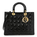 Christian Dior Patent Cannage Large Lady Dior Black