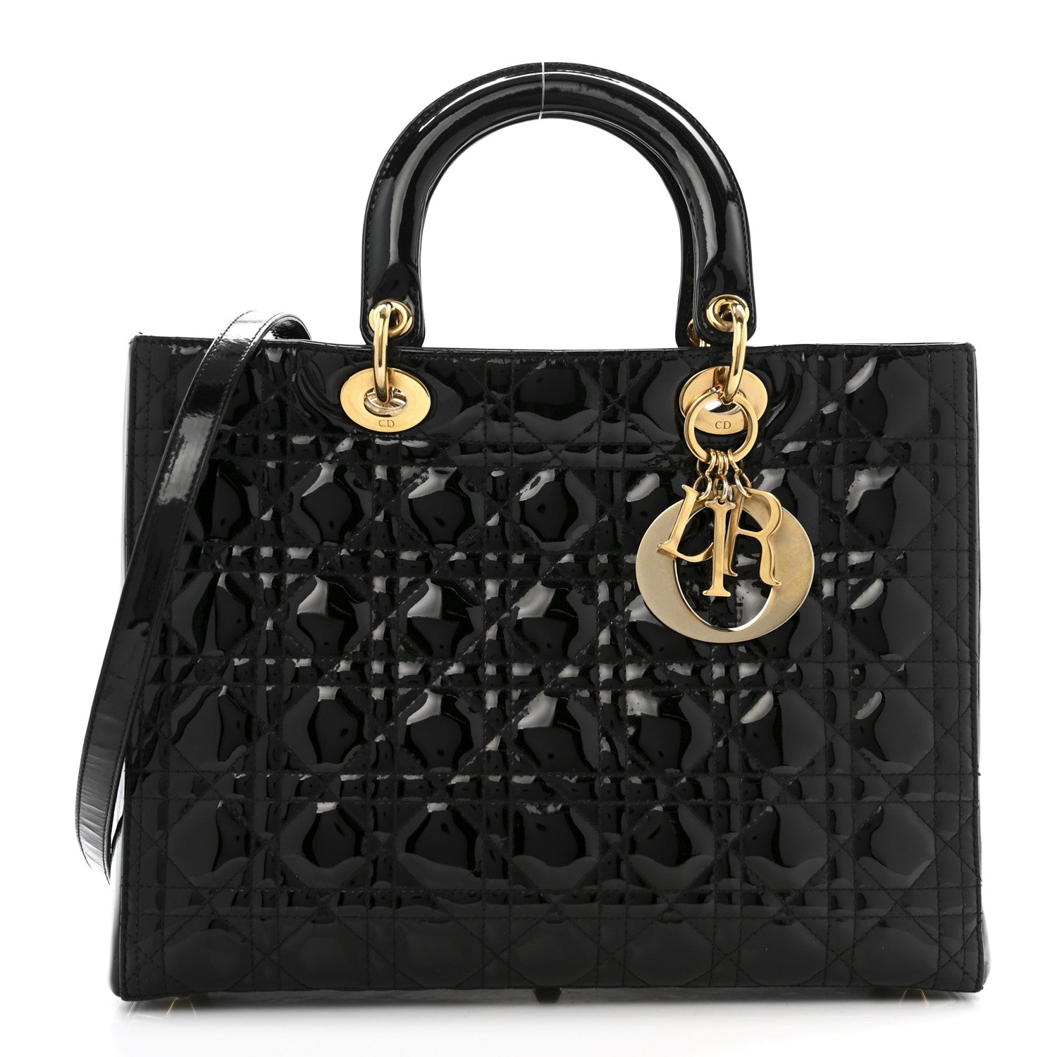 Christian Dior Patent Cannage Large Lady Dior Black