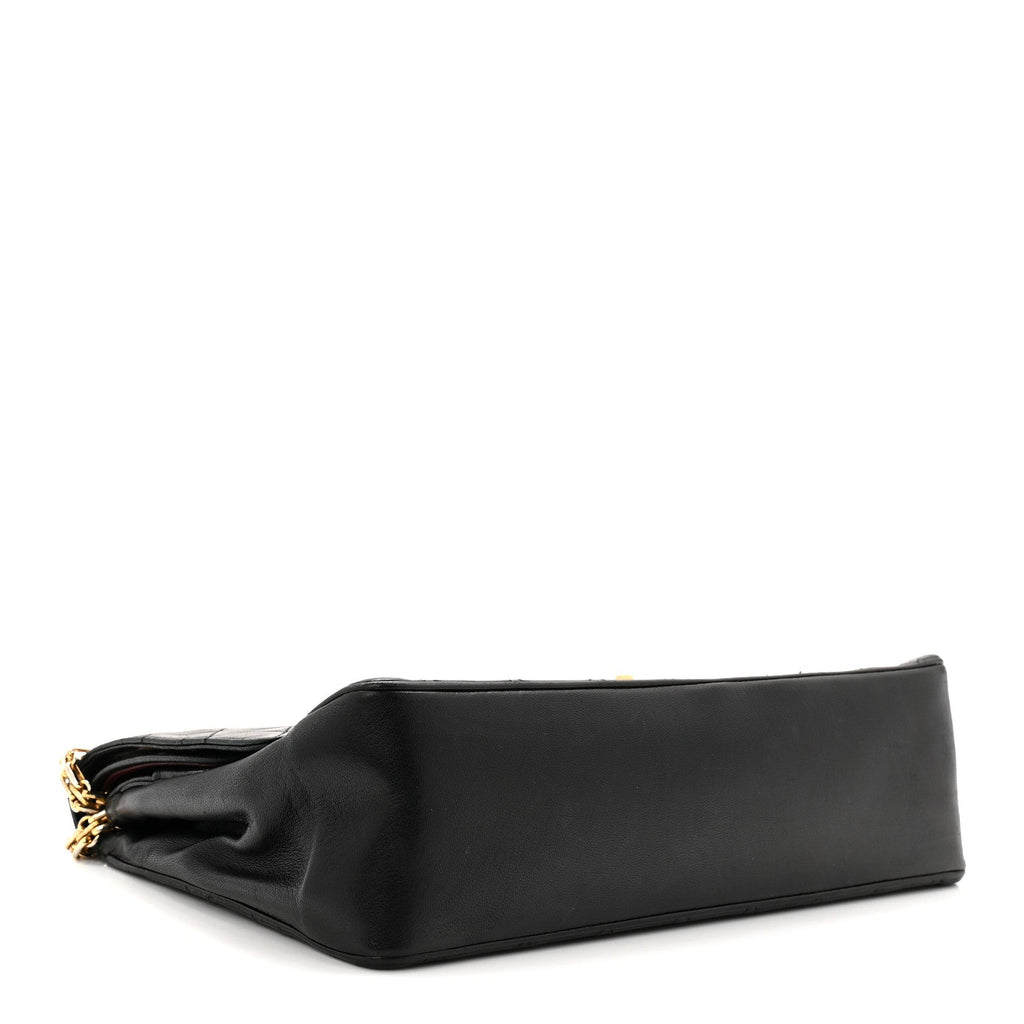 Chanel Lambskin Quilted Medium Double Flap Bijoux Chain Black