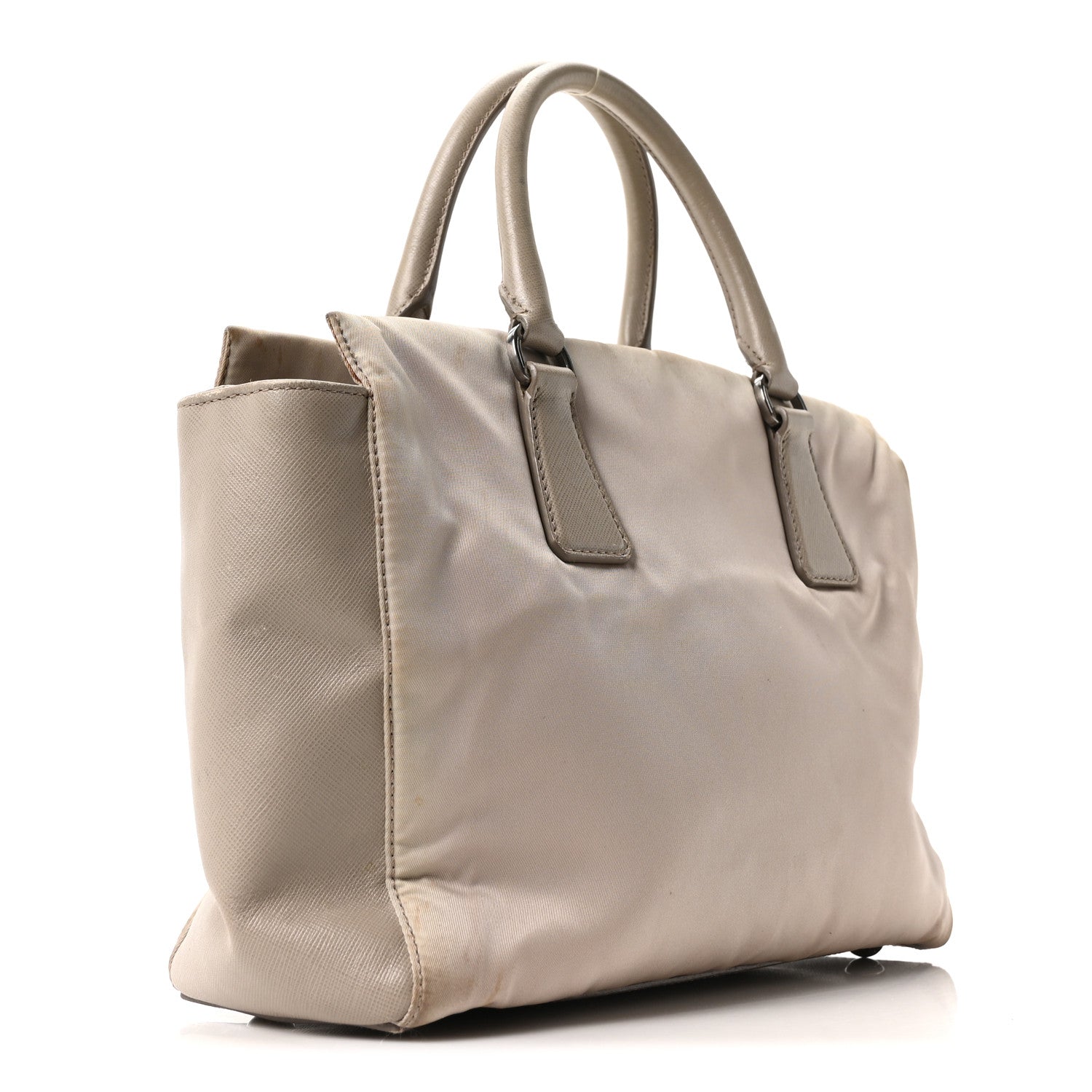 Prada Nylon Saffiano Bi-Color Tote Grey