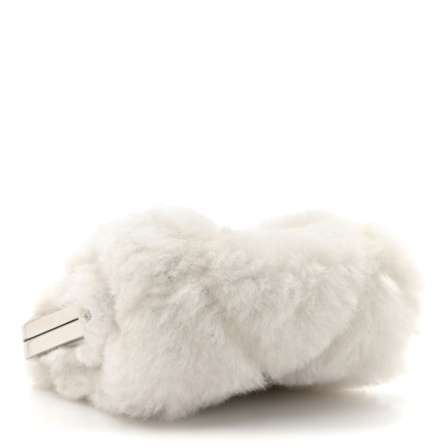 Chanel Shearling Sheepskin Lambskin Quilted Clutch With Chain White