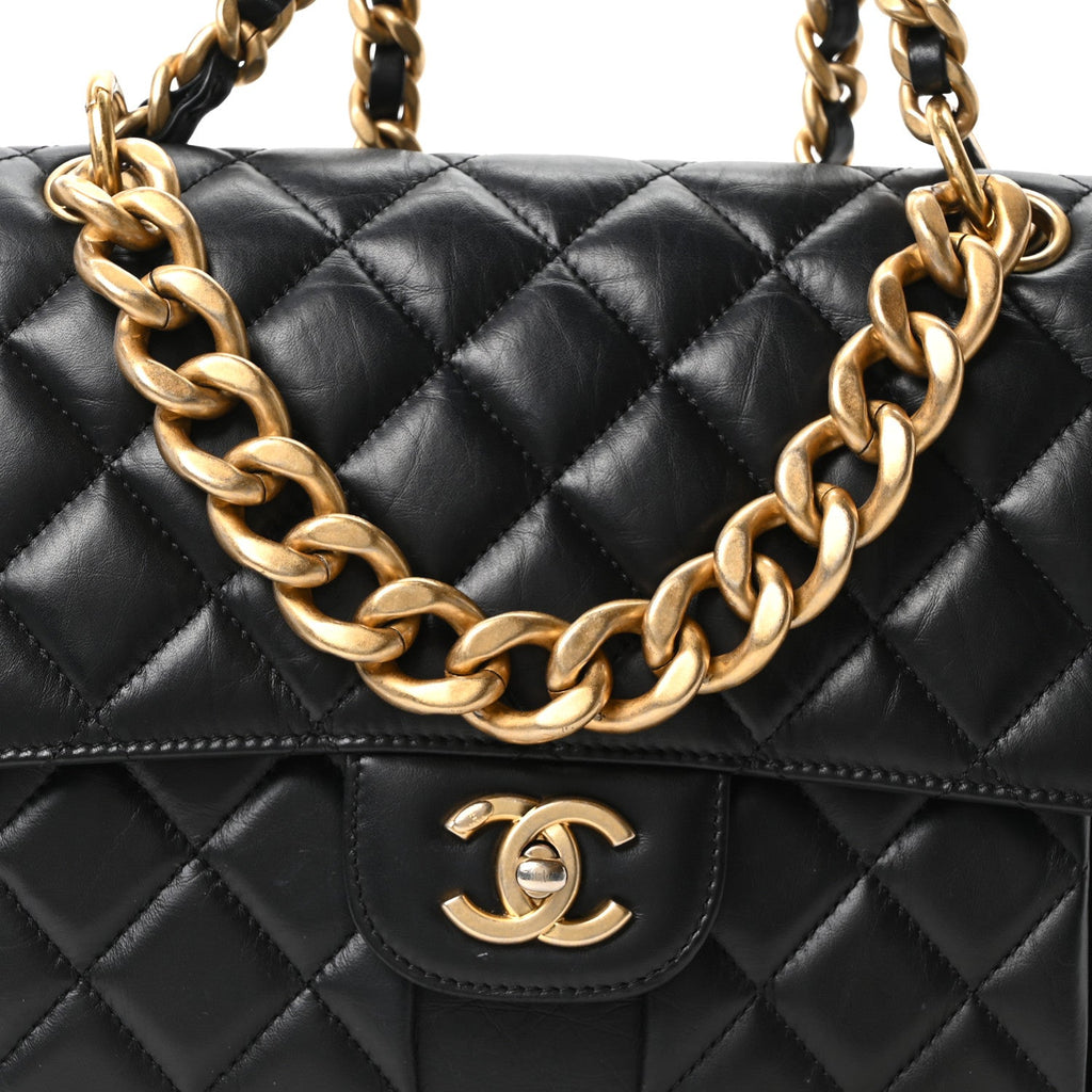 Chanel Aged Calfskin Quilted Double You Backpack Black