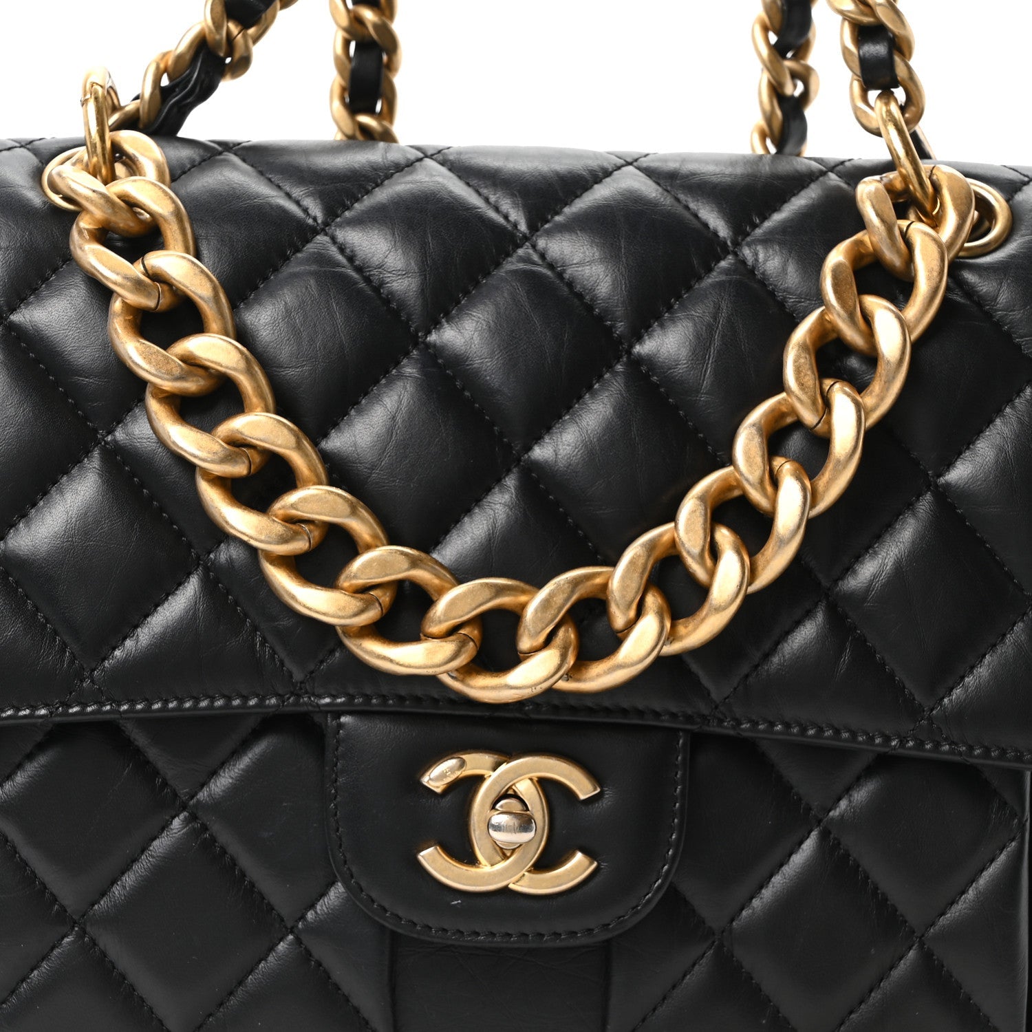 Chanel Aged Calfskin Quilted Double You Backpack Black