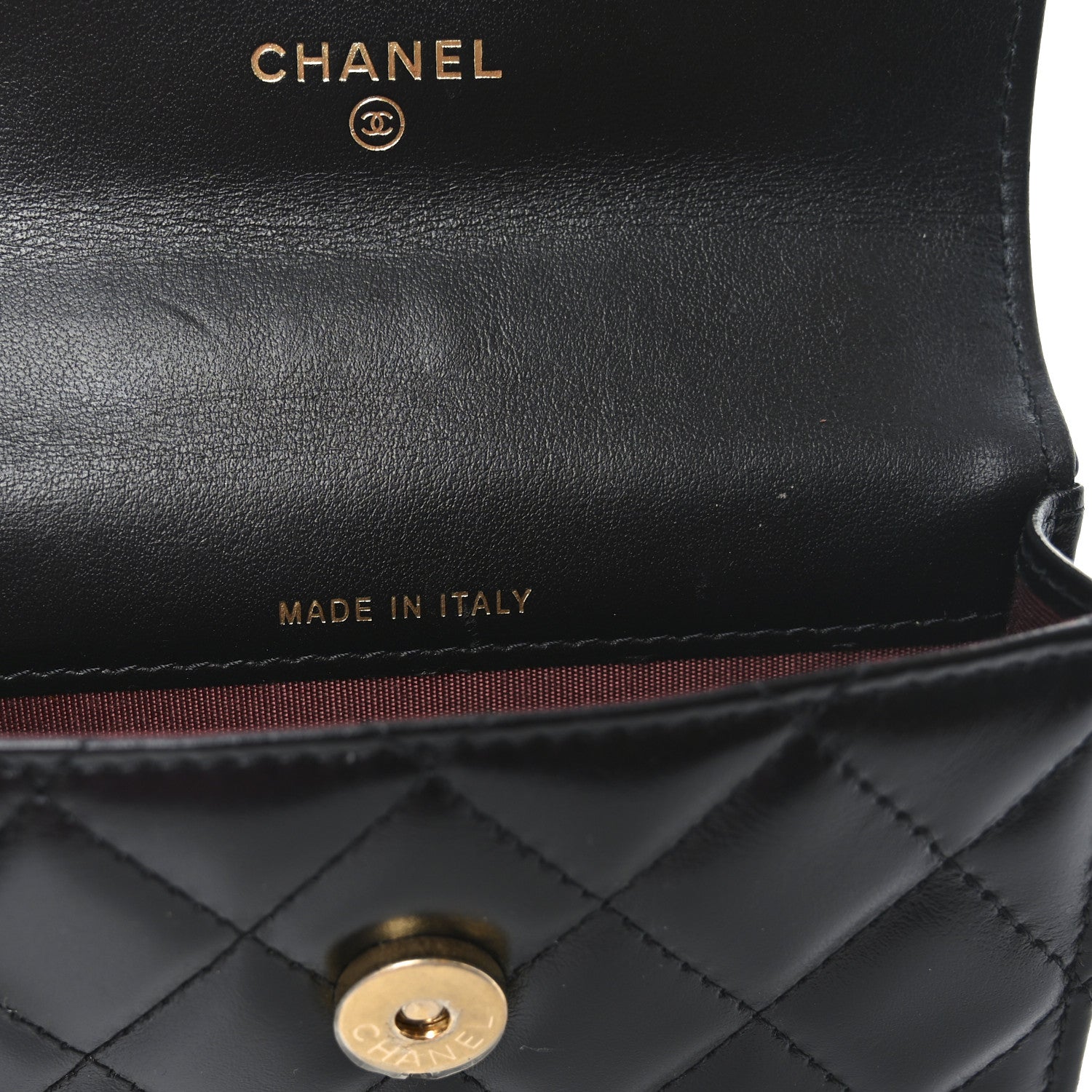 Chanel Calfskin Quilted Perfect Fit Coin Purse With Chain Black