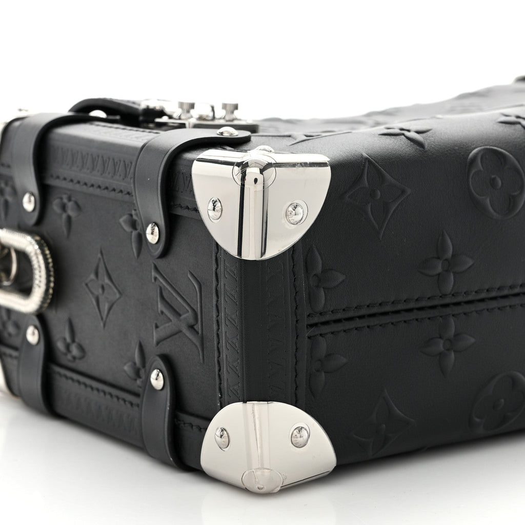 Louis Vuitton Calfskin Debossed Monogram Side Trunk Black