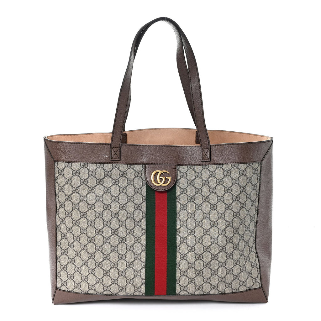 Gucci GG Supreme Monogram Web Ophidia Tote Brown